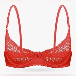 NWOT Wingslove women’s see through lace red bra size 32 A